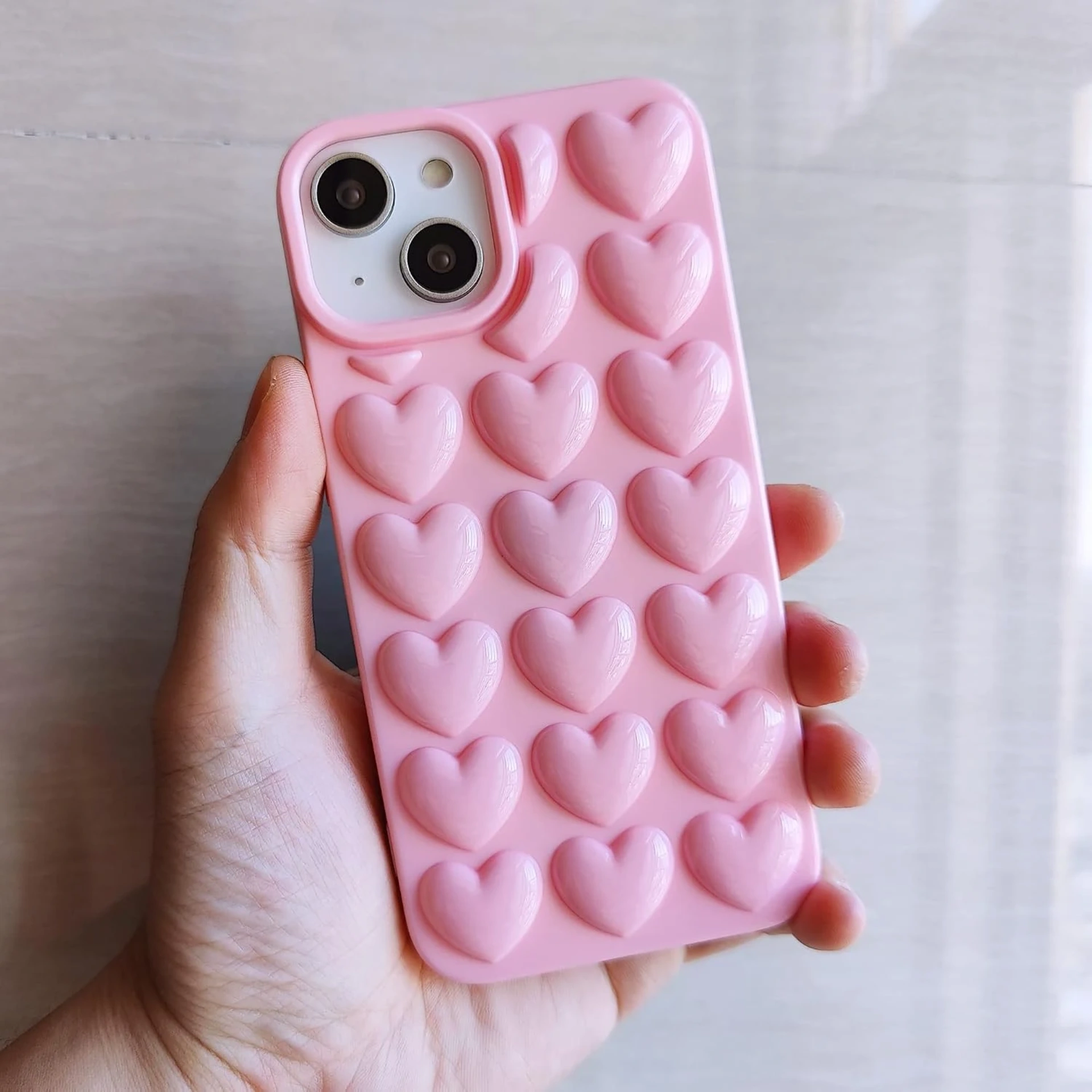 Pink 3D hearts case