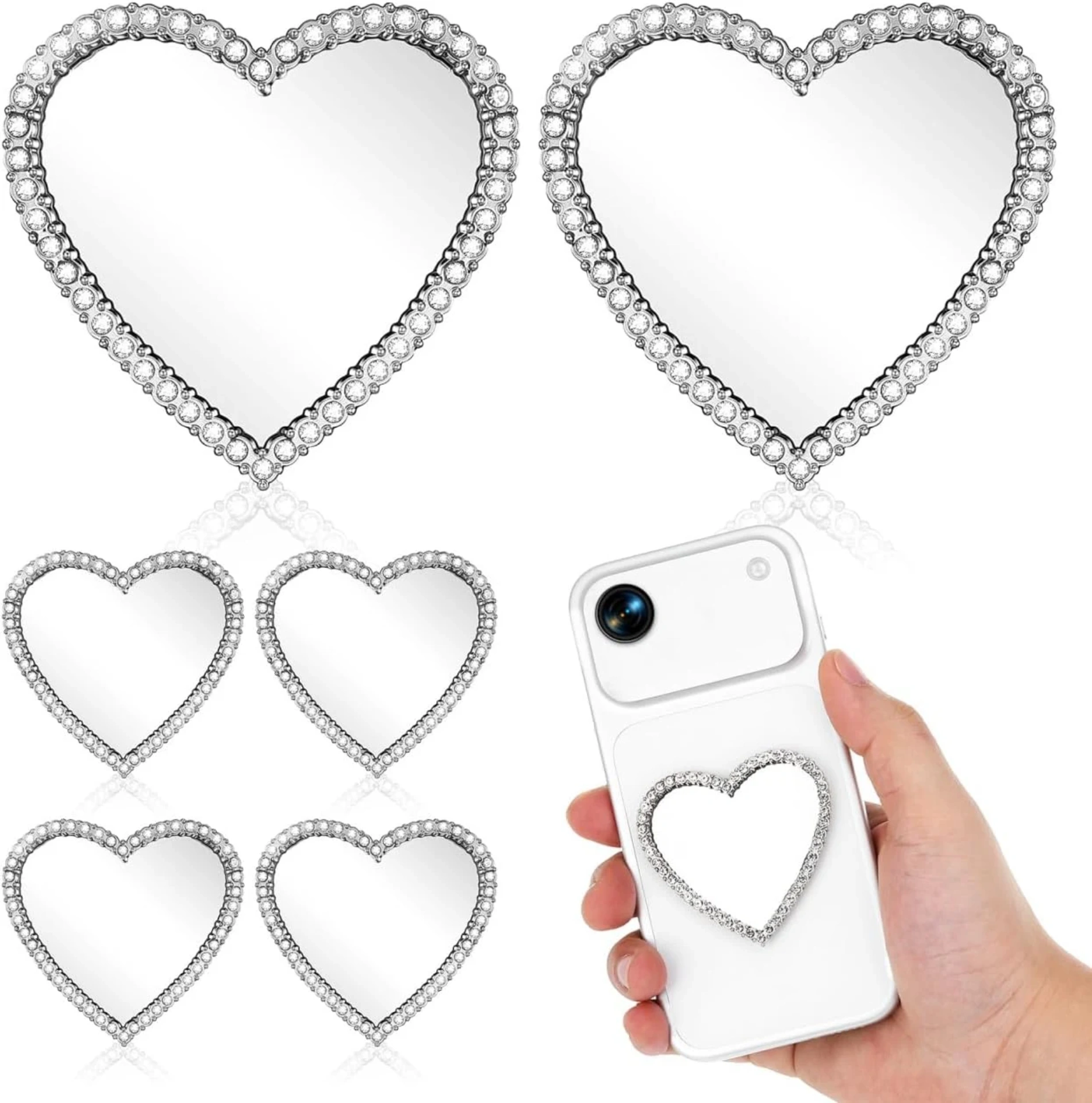 Rhinestone heart mirrors