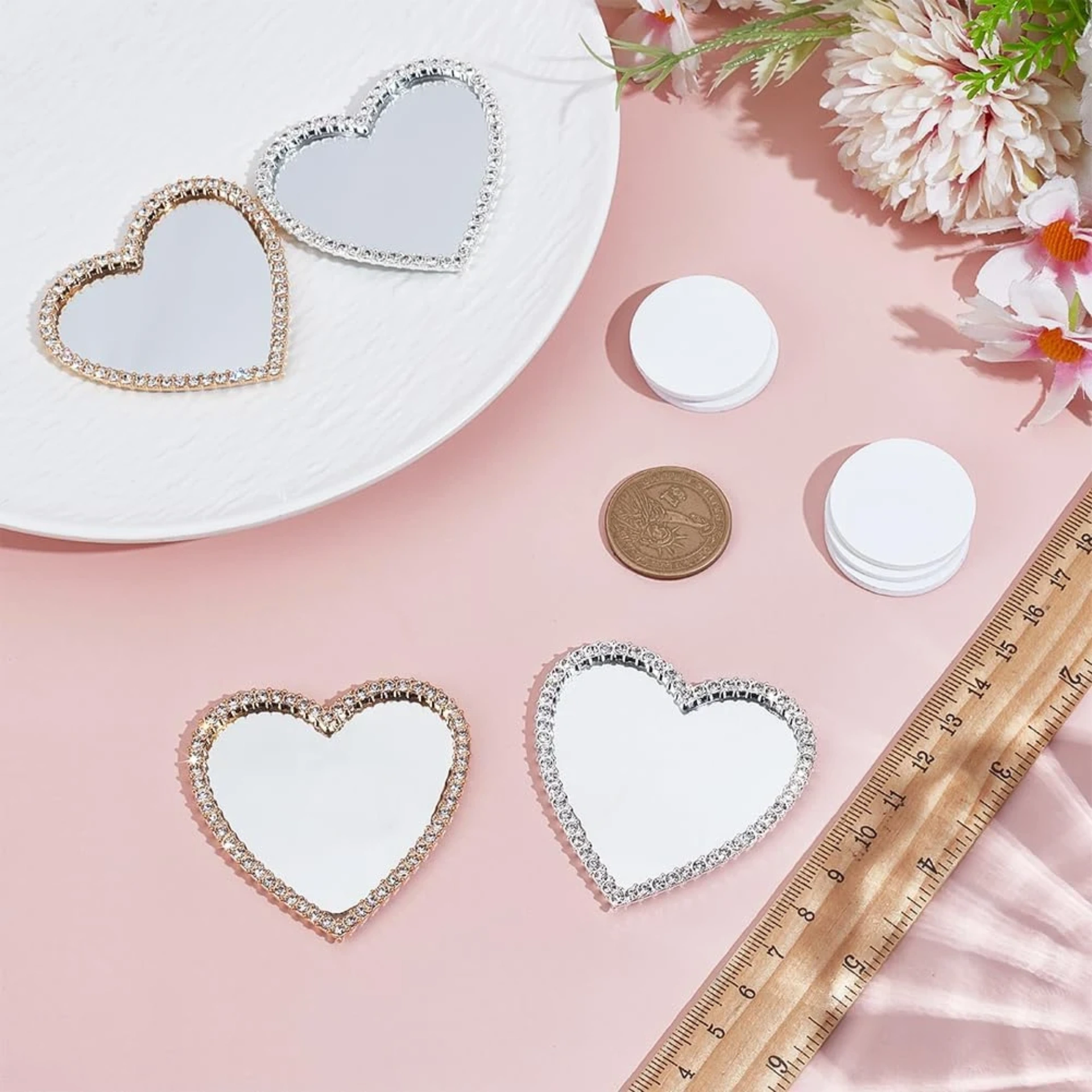 Gold & silver heart mirrors