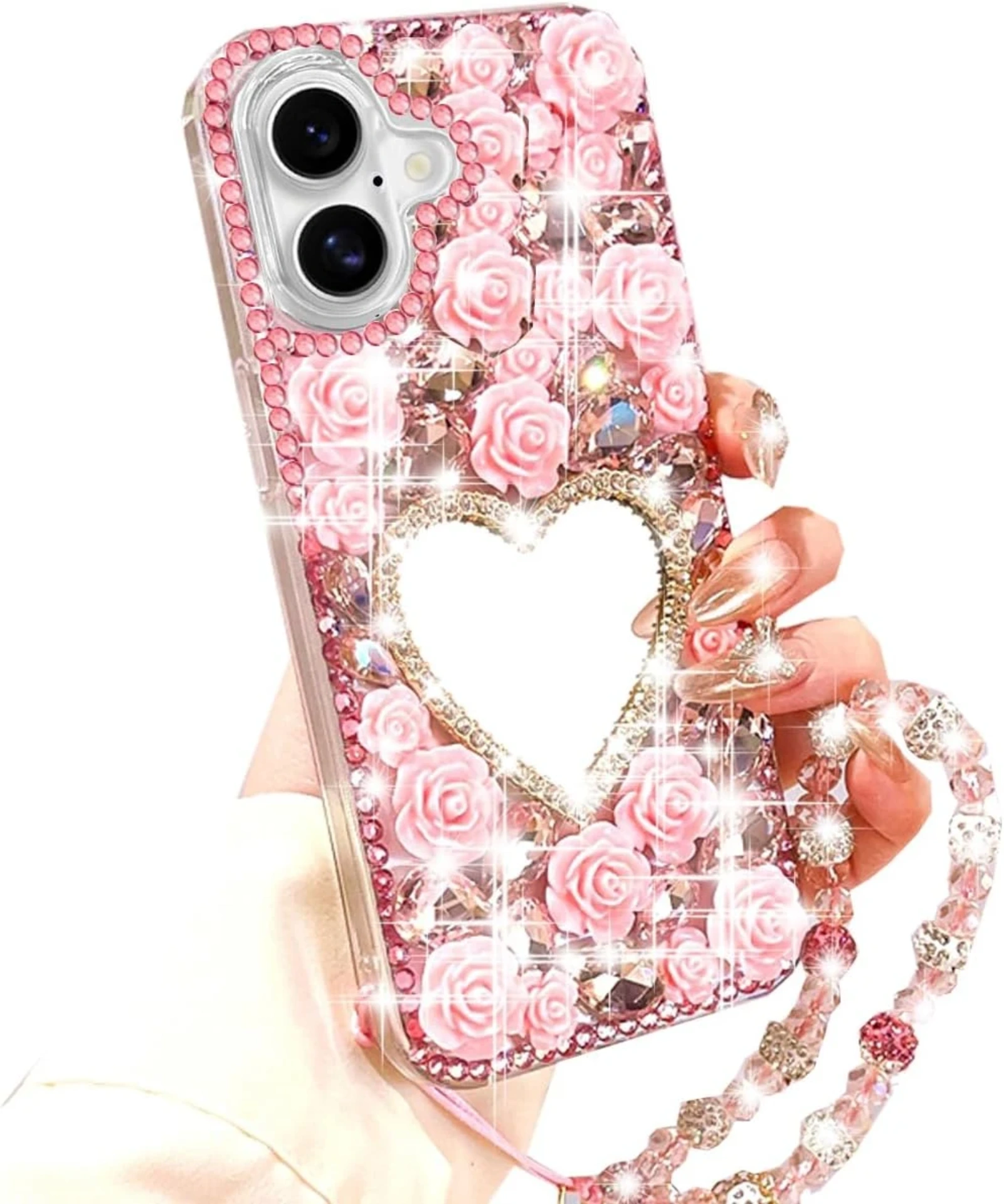 Rose case with heart mirror