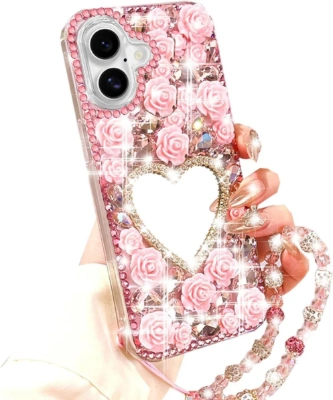 Rose case with heart mirror