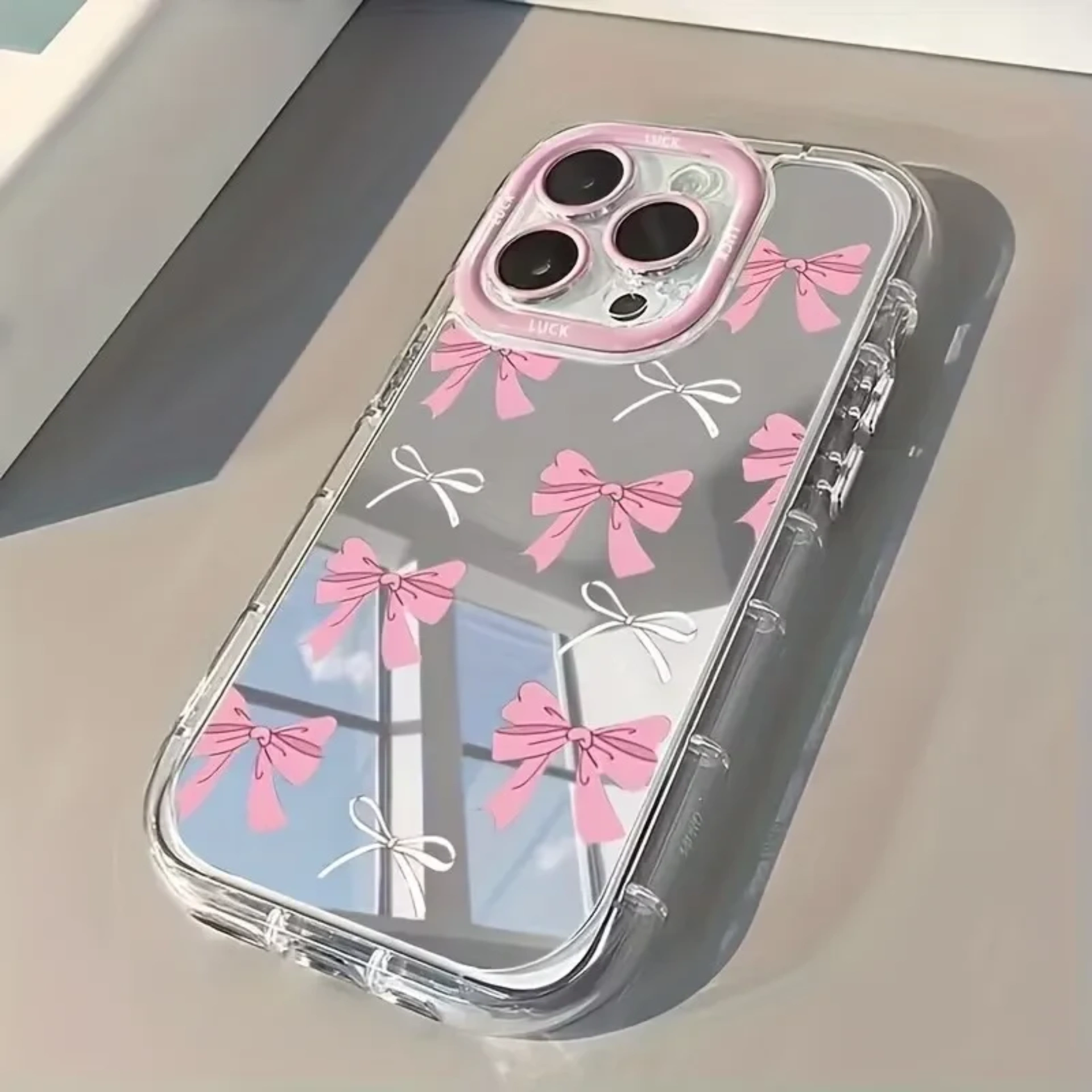 Pink bow mirror case