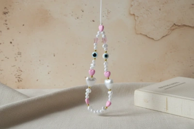 Pearl & Pink Heart Strap