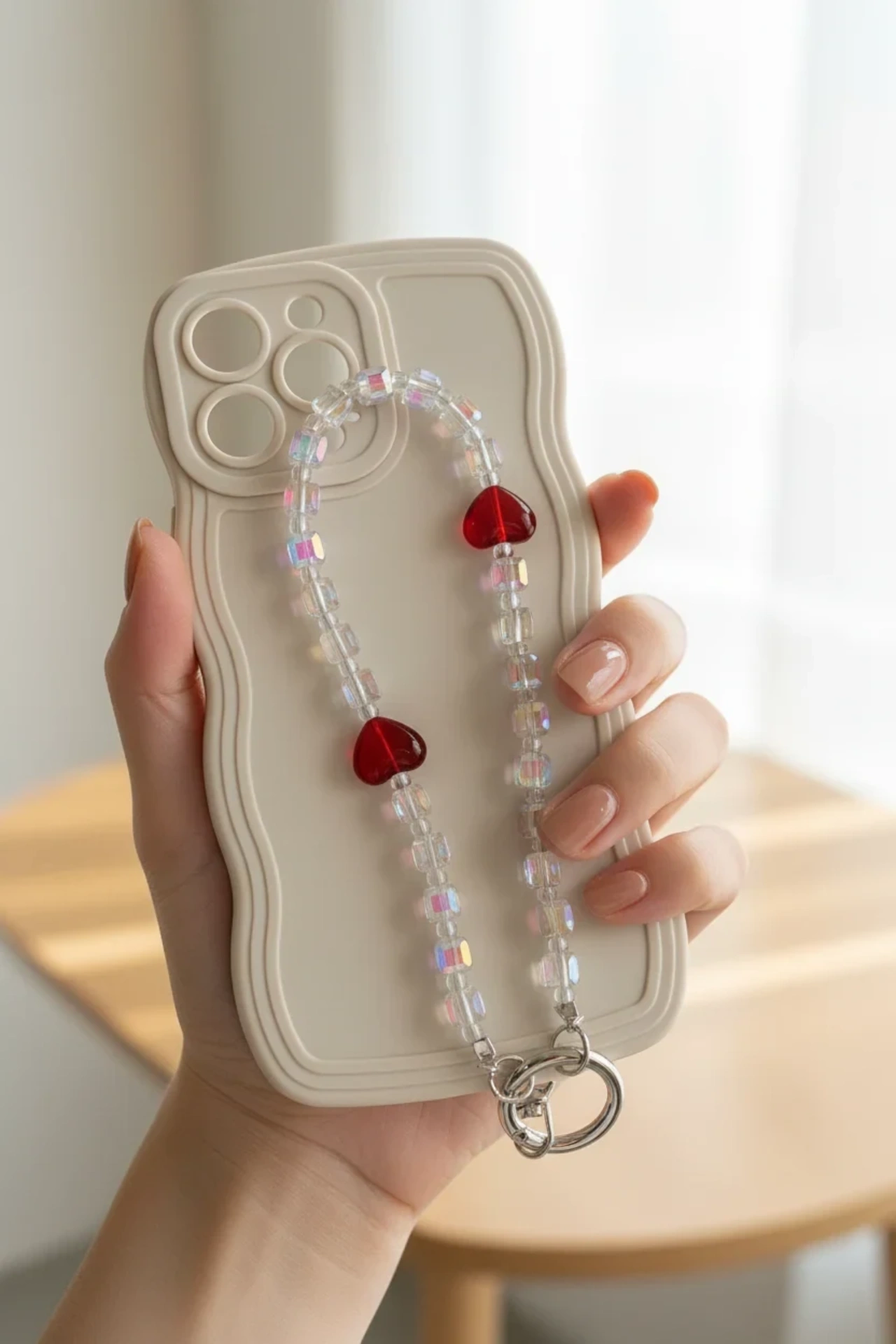 Red Glass Heart Strap