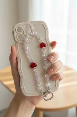 Red Glass Heart Strap