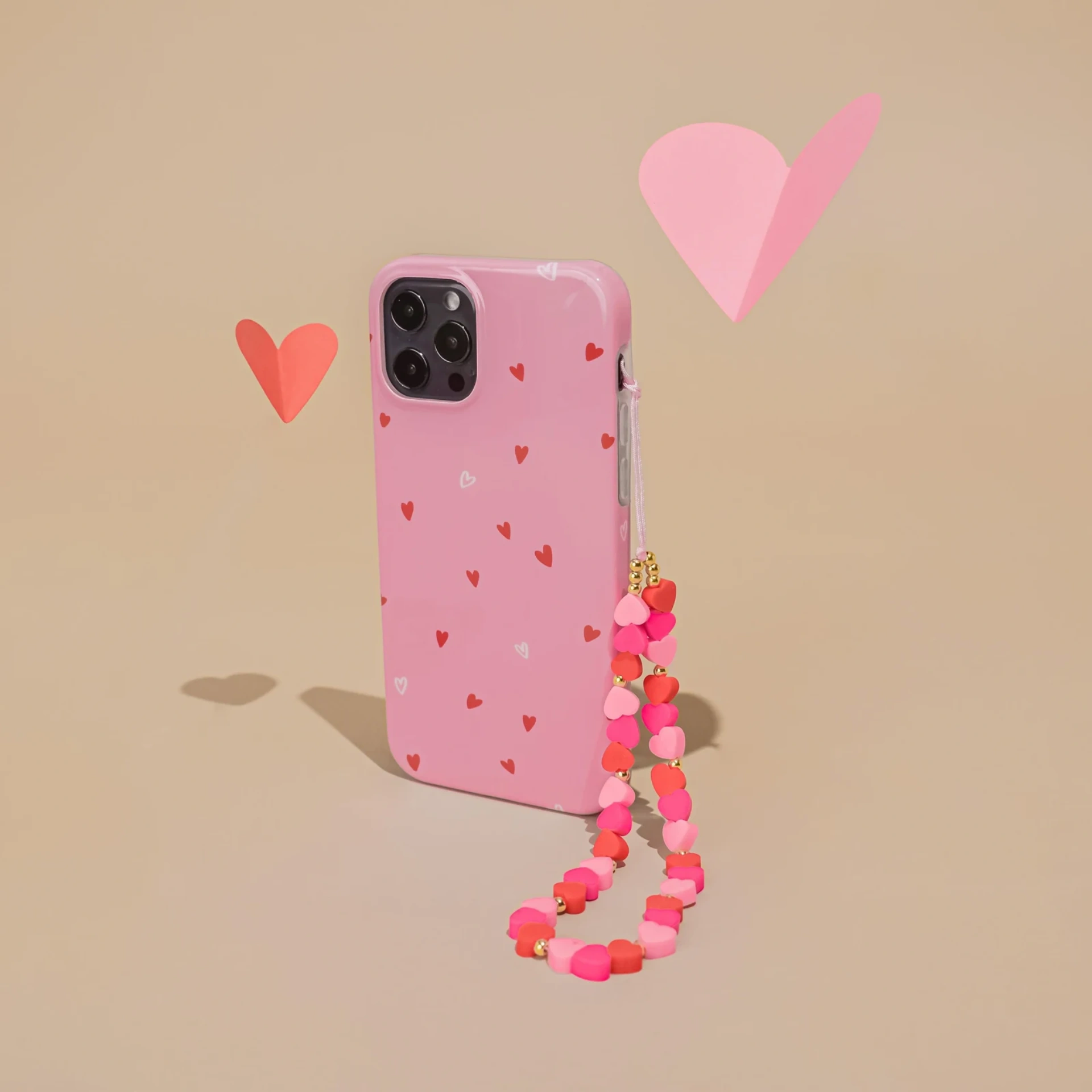 Pink Heart Bead Strap