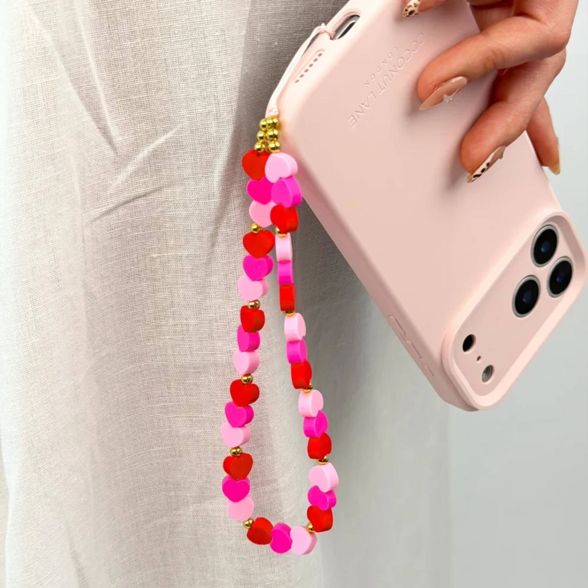 Pink Heart Bead Strap