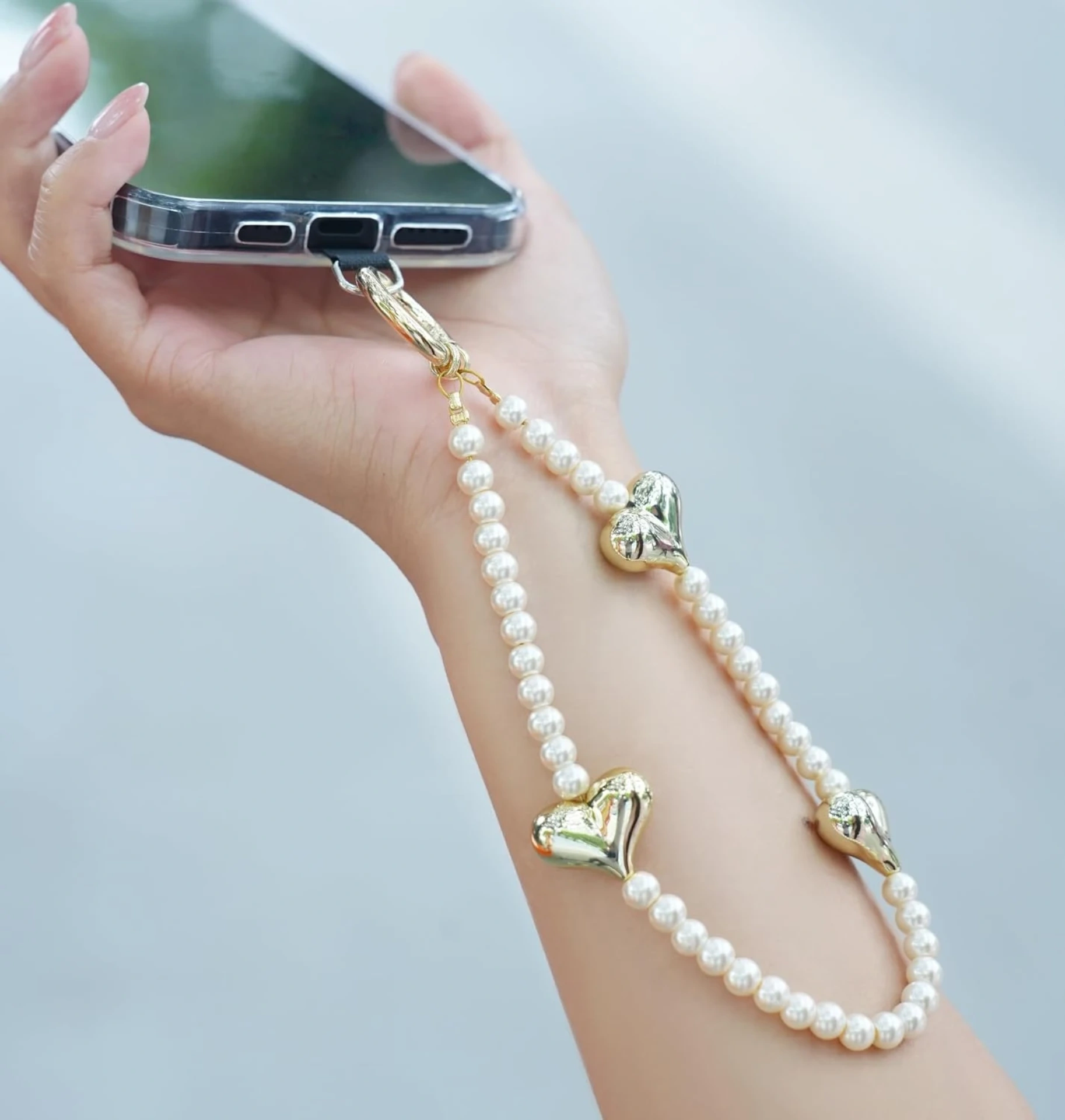 Pearl Gold Heart Strap