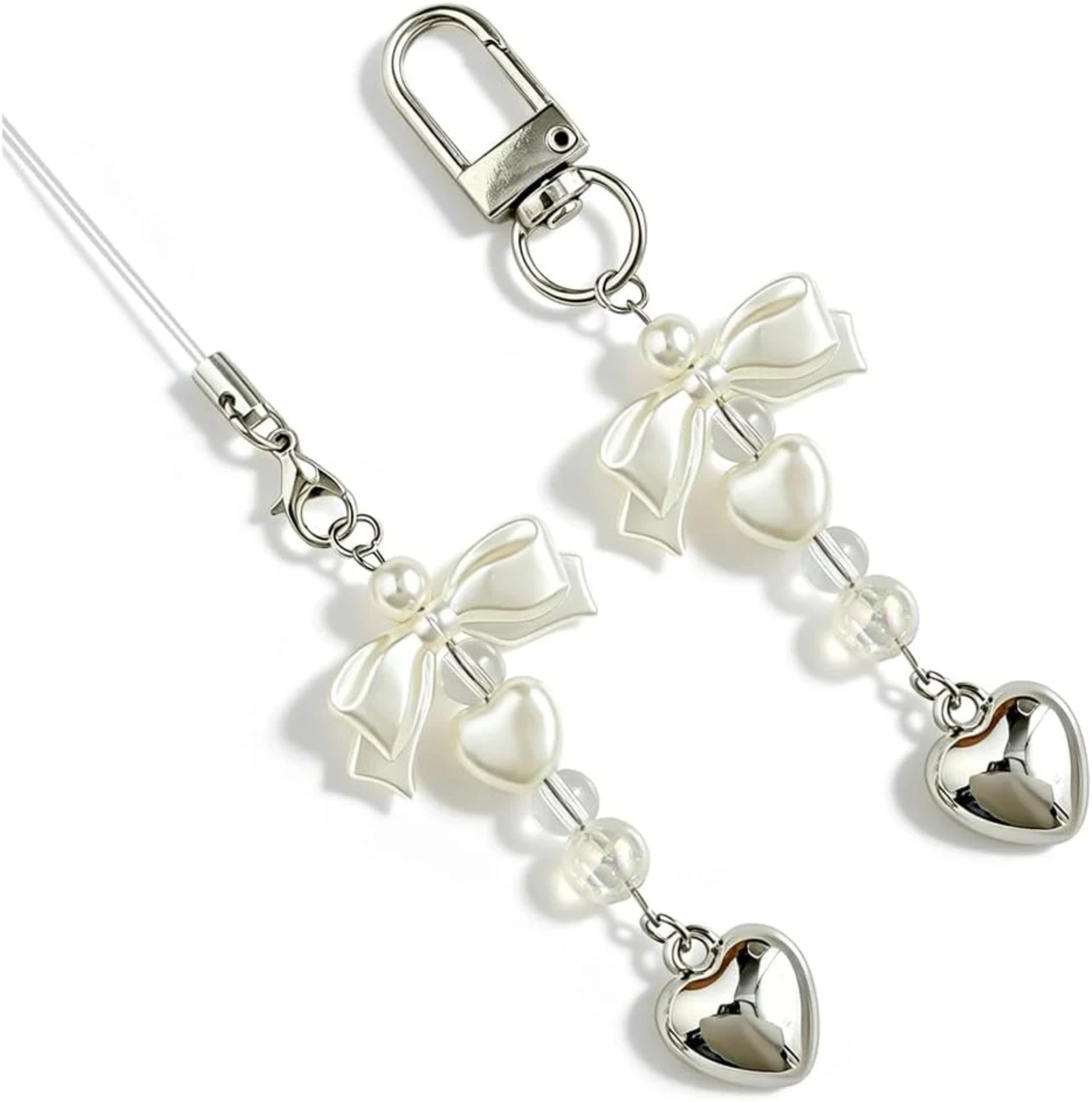 Bow & Silver Heart Charm