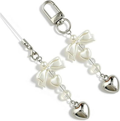 Bow & Silver Heart Charm