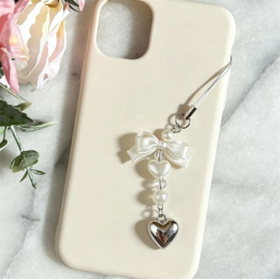 Bow & Silver Heart Charm