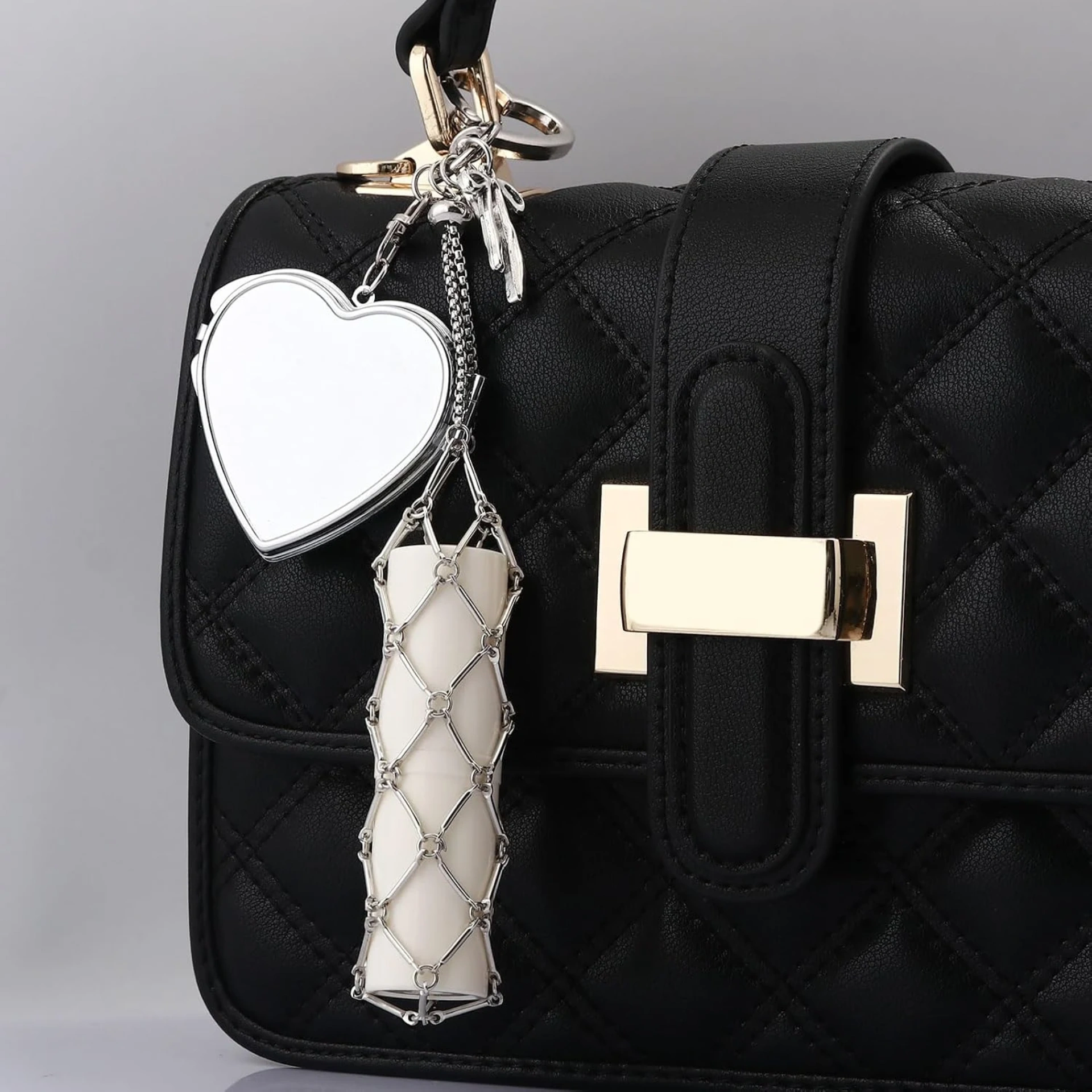 Lip gloss holder heart silver