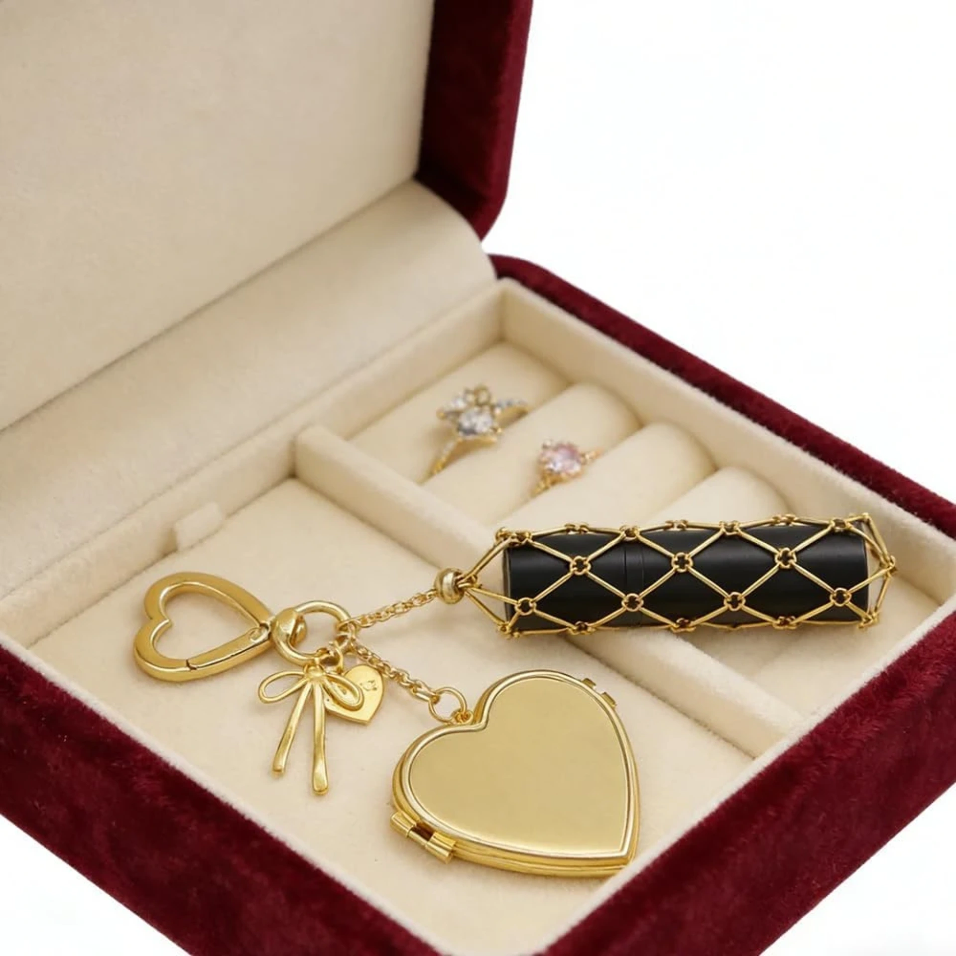 Lip gloss holder heart gold