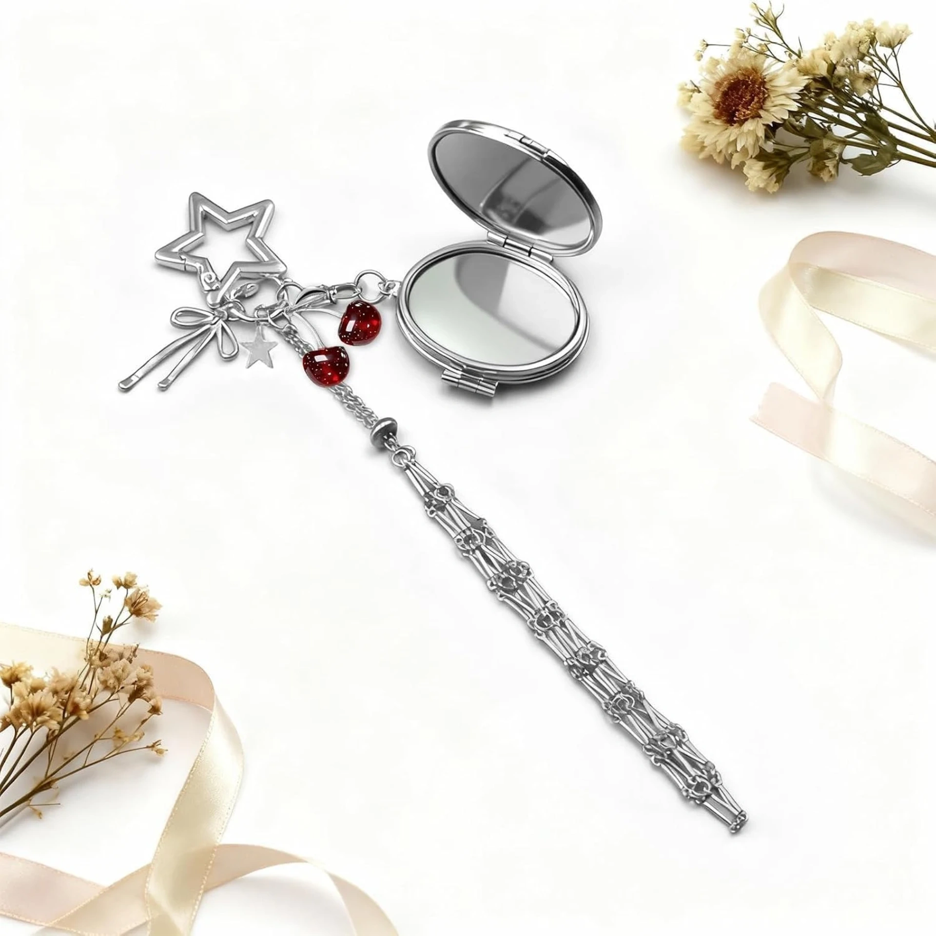 Lip gloss holder cherry silver