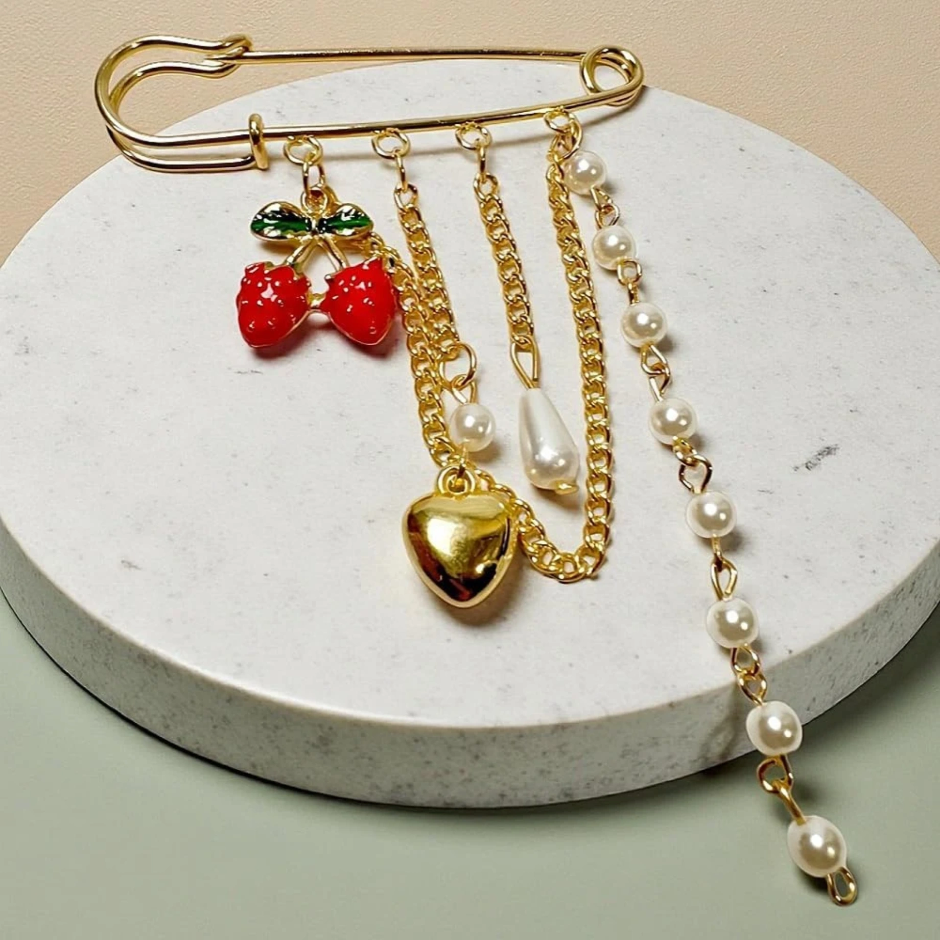 Cherry pearl pin