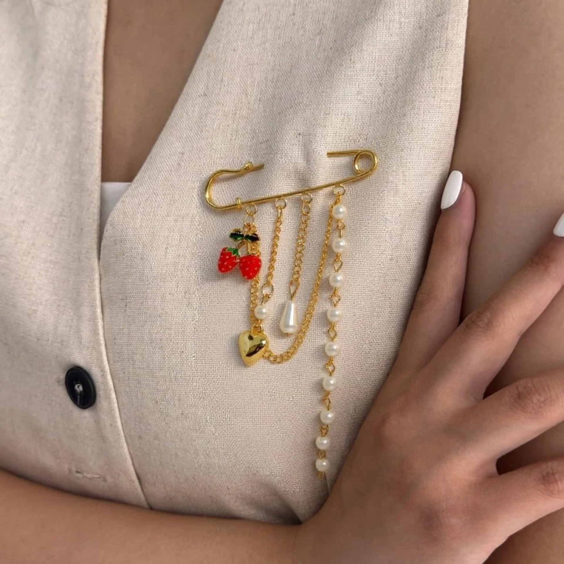 Cherry pearl pin