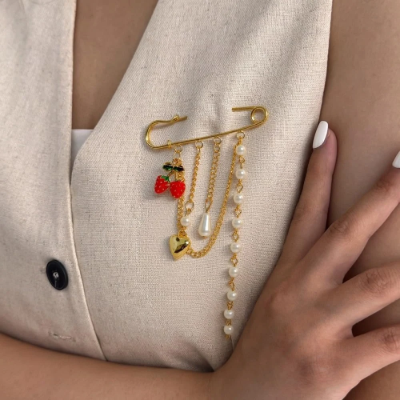 Cherry pearl pin