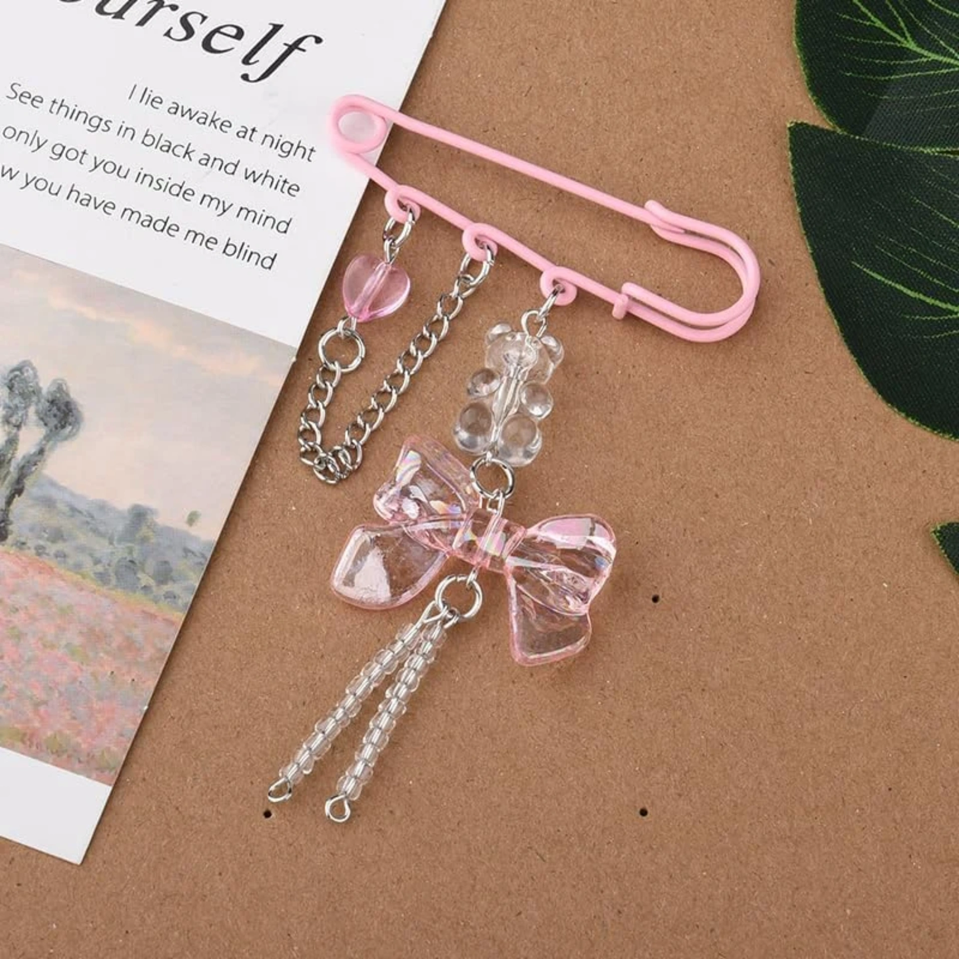 Pink bow pin