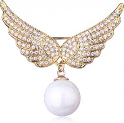 Angel wing pearl brooch