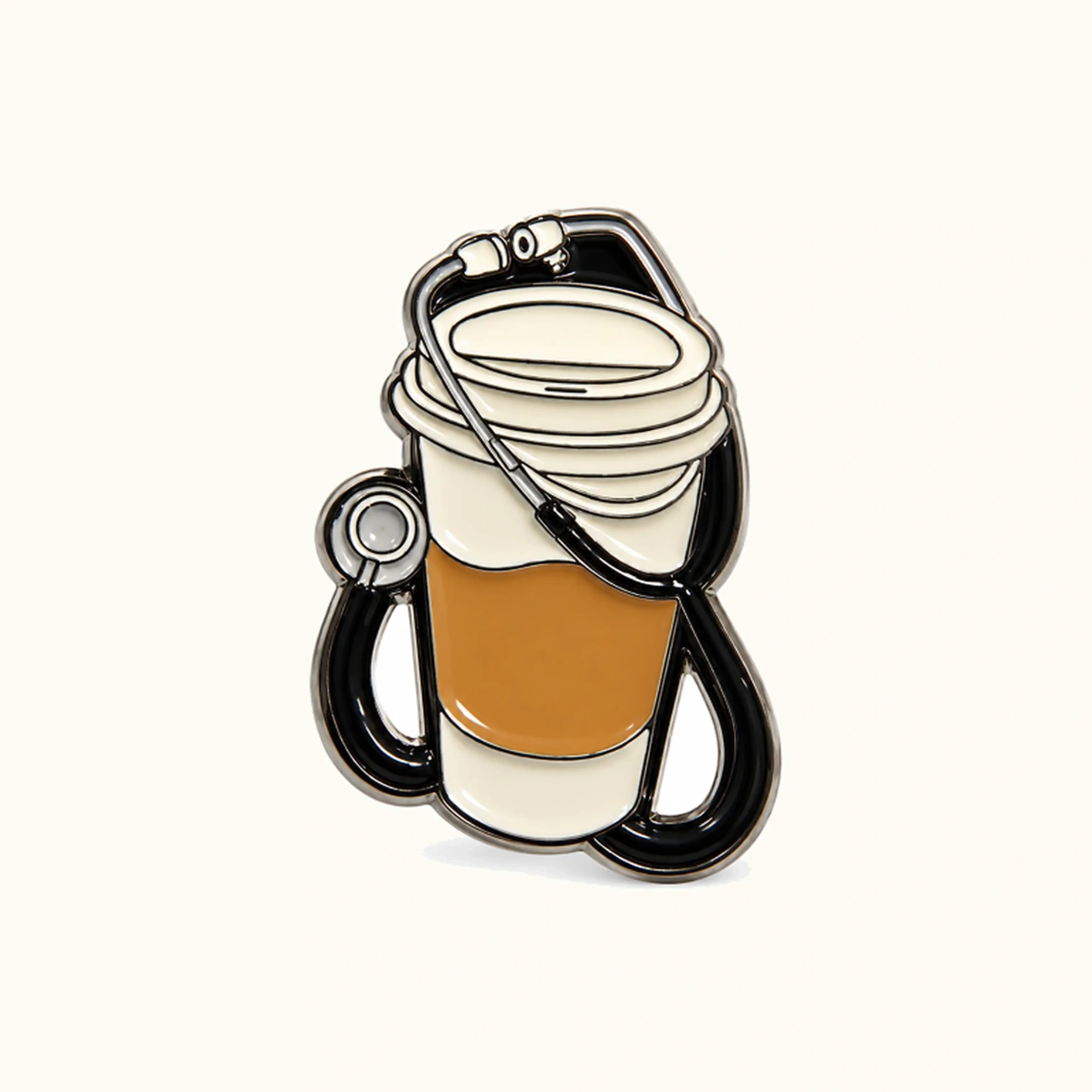 Afbeeldingen van Stethoscope & Coffee Metalen Sticker