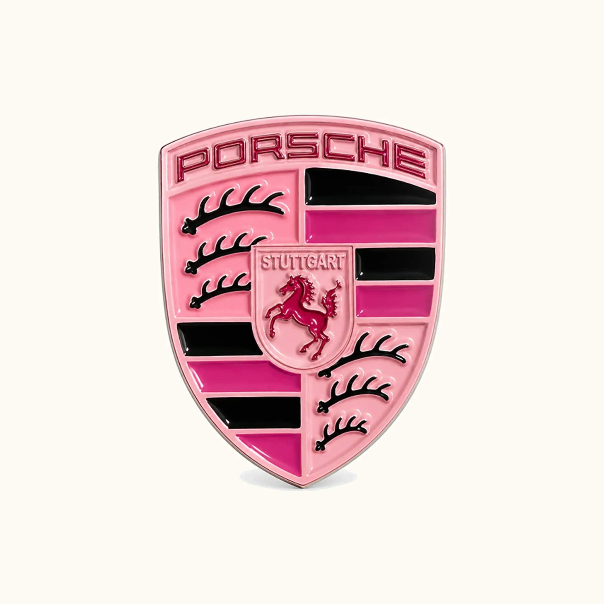 Afbeeldingen van Roze Porsche Logo Metalen Sticker
