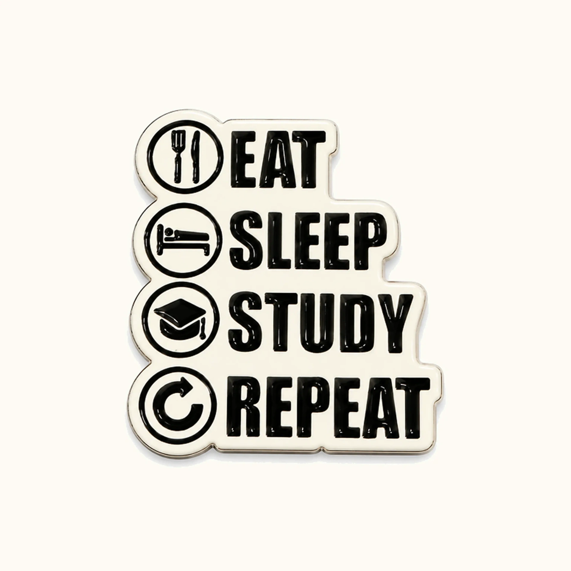 Afbeeldingen van Eat, Sleep, Study, Repeat Metalen Sticker